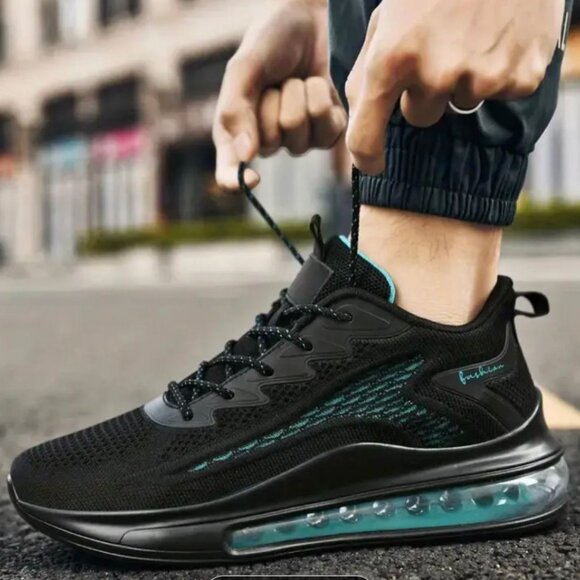 NEW - FASHION BLACK AND GREEN ANTI SLIP RUBBER SOLE RUNNING SHOES WOMENS- SIZE 8 - Picture 4 of 6